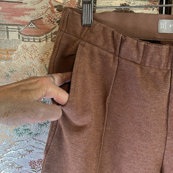 EVERLANE THE DREAM PLEATED KNIT CROP HEATHERED  AUBURN PANT SZ S - Picture 4 of 15